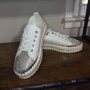 White and Silver Women's Sneakers